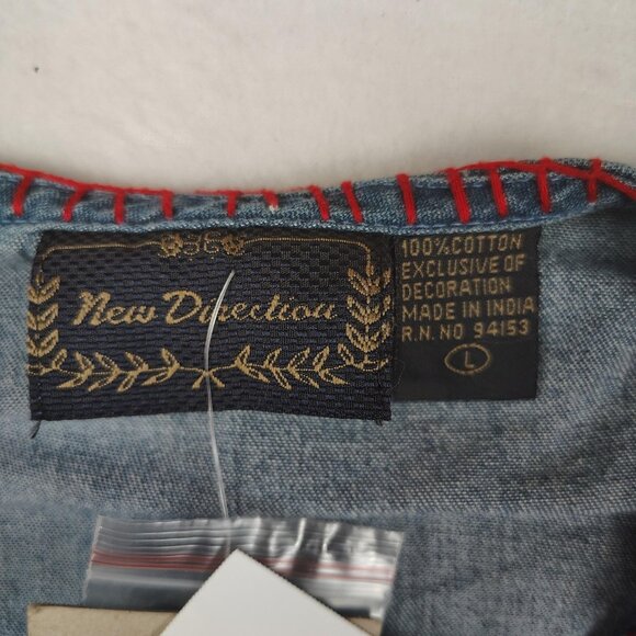 VTG New Direction Denim Vest Womens sz L Christmas Angel Embroidered - Picture 3 of 10